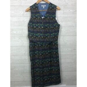 VTG David Brooks Women's Size 4 Printed 2 Piece Set Button Front Vest Maxi Skirt